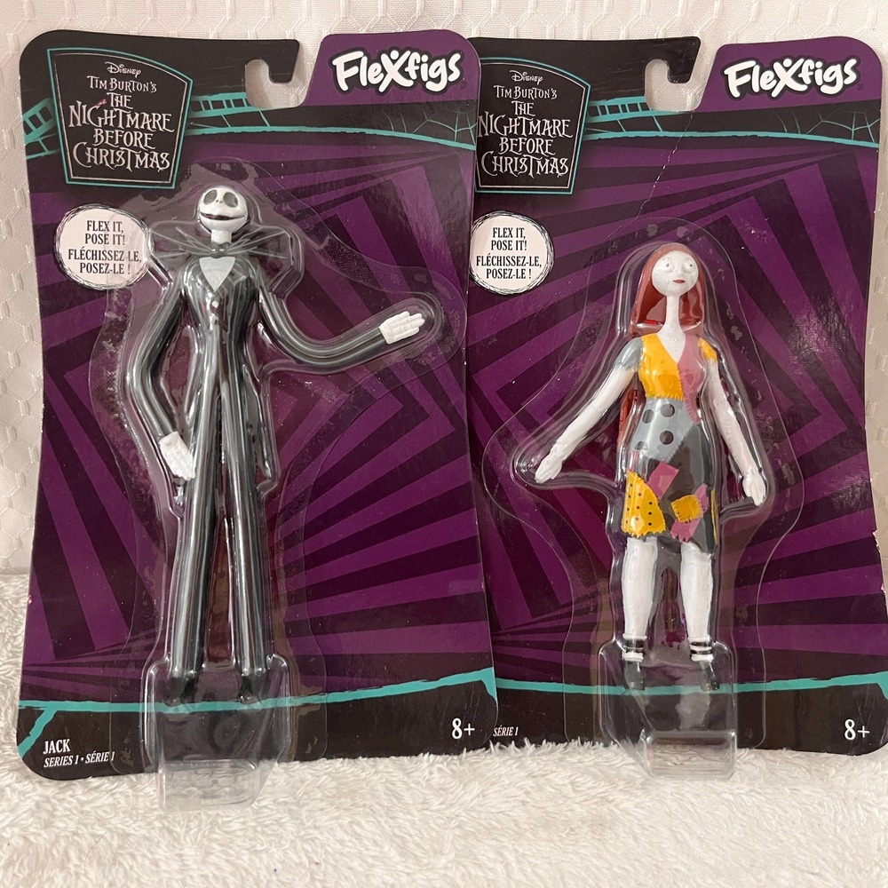 Disney The Nightmare Before Christmas Flexfigs Jack Skellington & Sally Figures